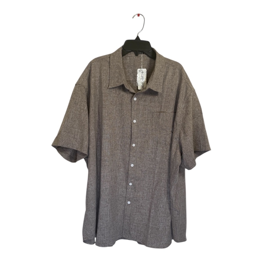 Coofandy Shirt Mens Size XL Brown Linen Blend Short Sleeve Button Down Lightweig